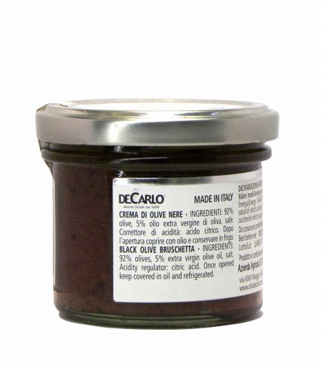De Carlo crema olive nere - De Carlo black olive bruschetta - Gustorotondo - Italian food boutique