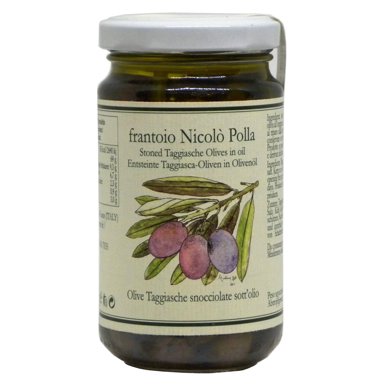Olive Taggiasche Snocciolate in Olio Extra Vergine di Oliva Frantoio Polla Nicolò – Frantoio Polla Nicolò Stoned Taggiasche Olives in Extra Virgin Olive Oil – Gustorotondo – Italian food boutique