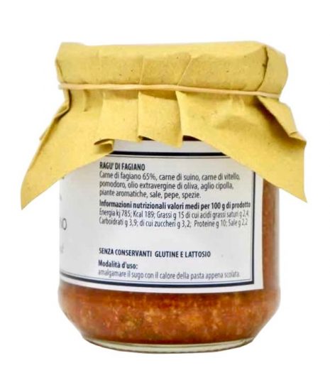 Ragu fagiano I Selvatici lato - pheasant ragu side - Gustorotondo Italian food boutique - I migliori cibi online - Best Italian foods online - spesa online