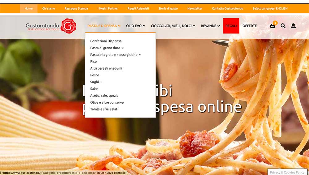 Prodotti alimentari online: gastronomia italiana a casa con pochi click